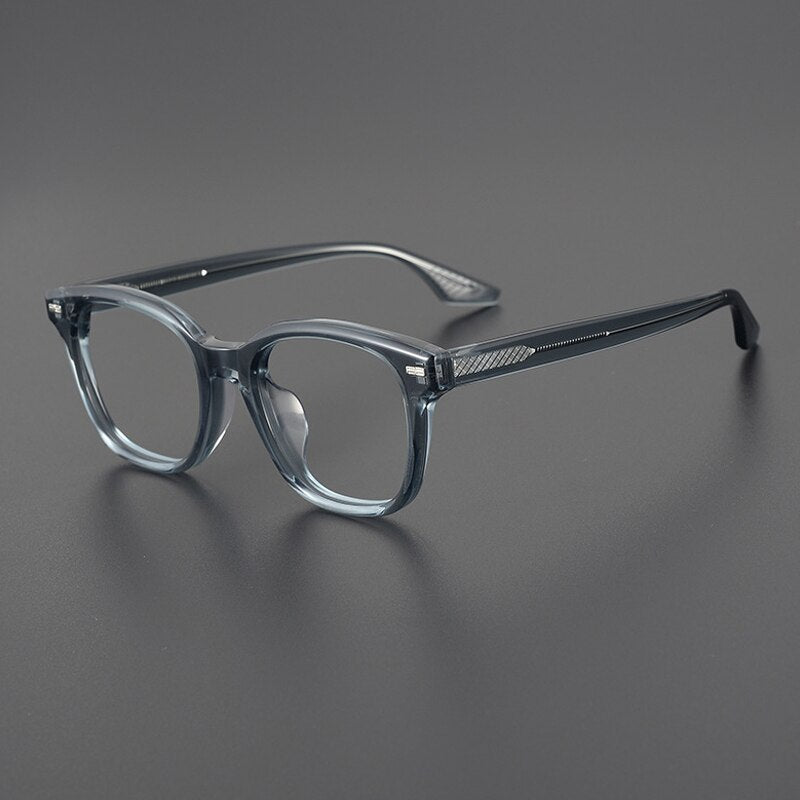 Gatenac Unisex Full Rim Rounded Square Acetate Eyeglasses Gxyj1105 Full Rim Gatenac Transparent Blue  