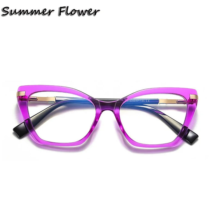Summer Flower Women's Full Rim Cat Eye Tr 90 Titanium Eyeglasses 612104