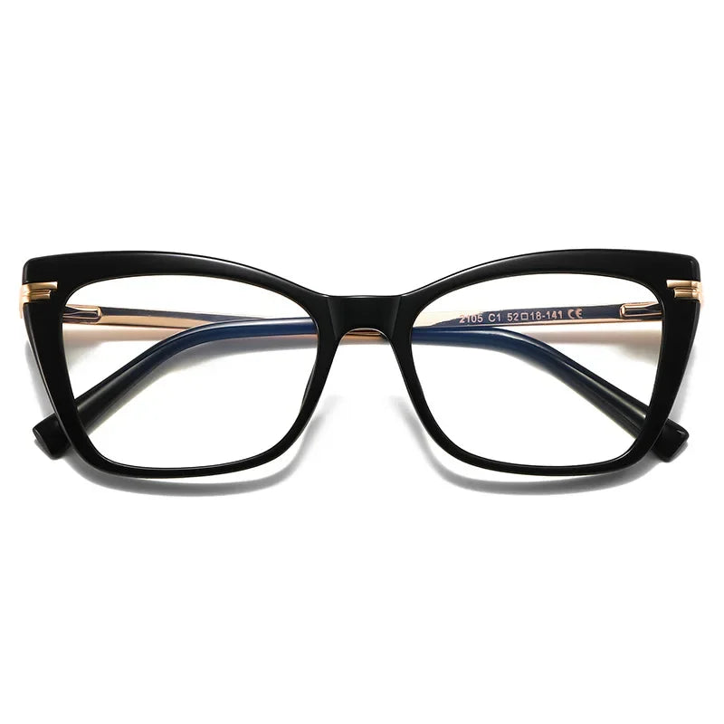 Hotony Women's Full Rim Square Cat Eye Tr 90 Alloy Eyeglasses 62105
