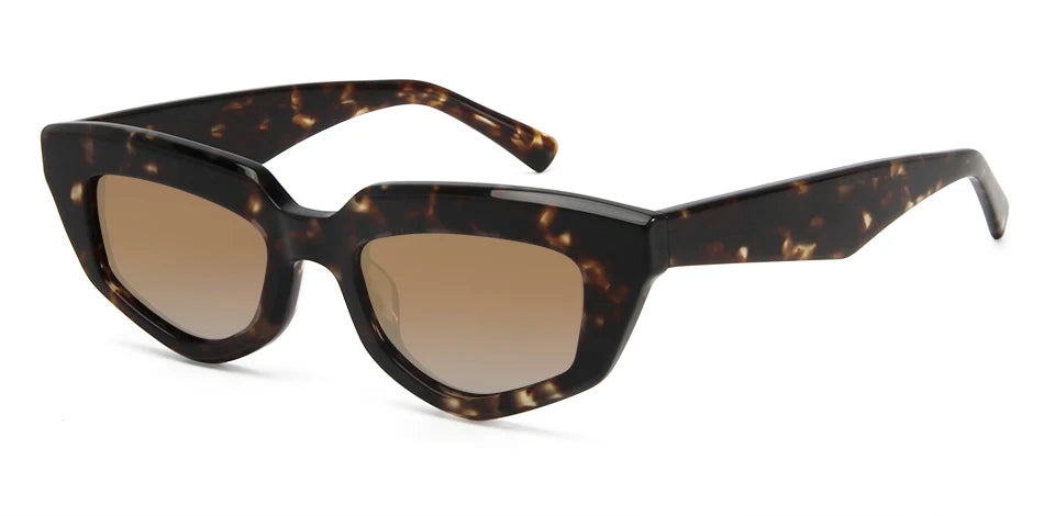 Esnbie Women's Full Rim Oval Brow Line Acetate Sunglasses 230151