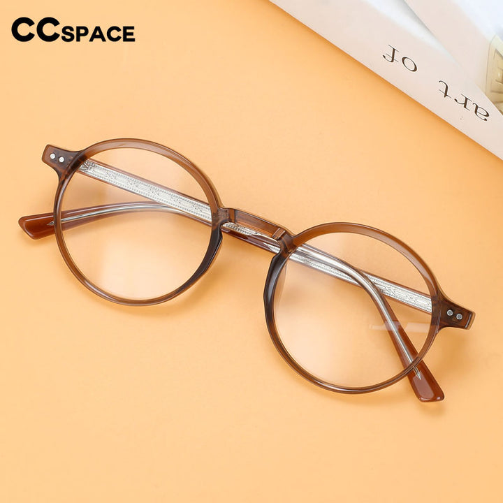 CCSpace Unisex Full Rim Round Tr 90 Titanium Eyeglasses 56492 Full Rim CCspace   
