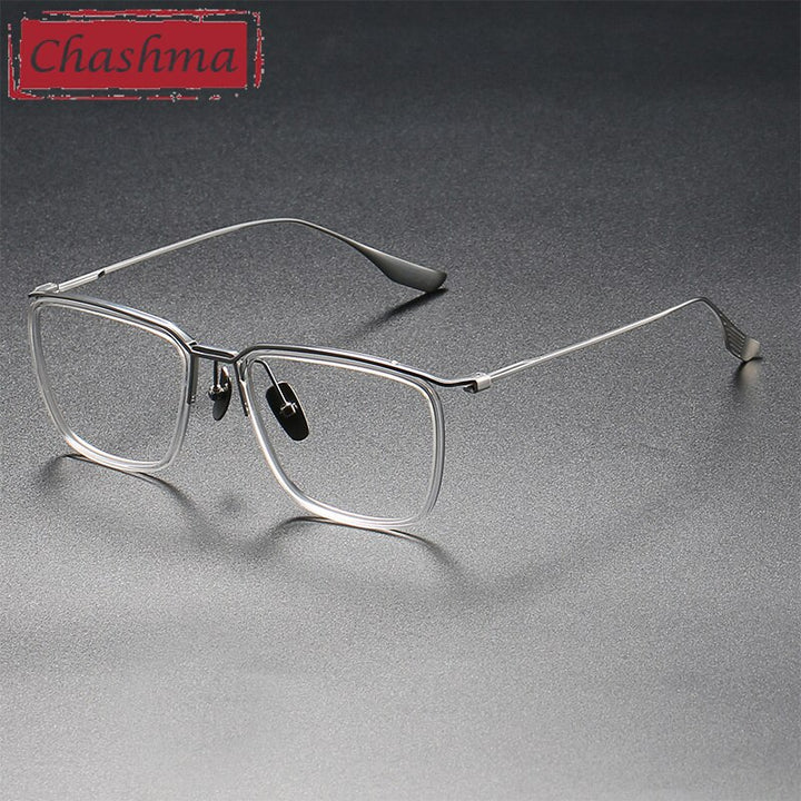Chashma Men's Full Rim Square Tr 90 Titanium Eyeglasses 106 Full Rim Chashma Transparent Silver  