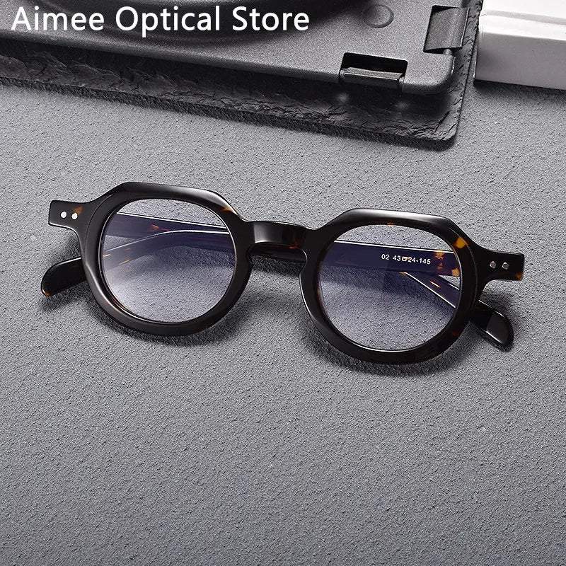 Aimee Unisex Full Rim Flat Top Oval Acetate Eyeglasses 10472