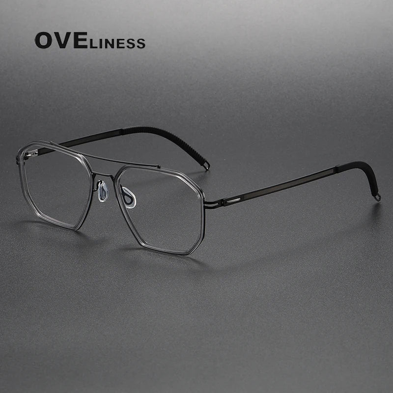 Oveliness Women's Full Rim Oval Double Bridge Acetate Titanium Eyeglasses 8202316