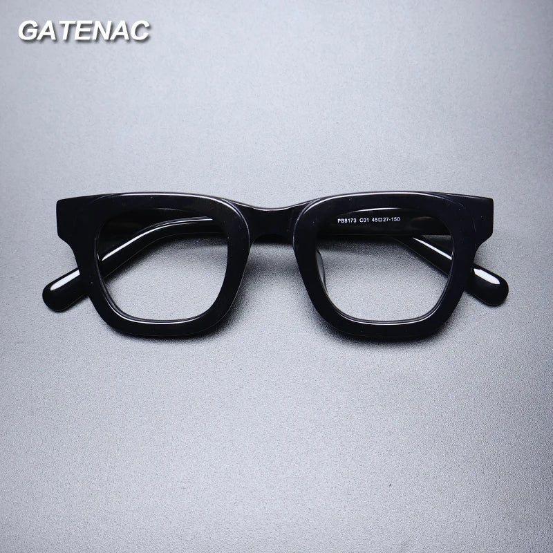 Gatenac Unisex Full Rim Square Thick Acetate Eyeglasses  Gxyj1478 Full Rim Gatenac   