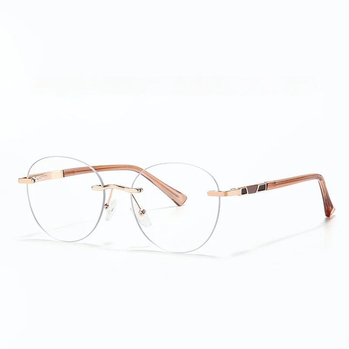 Xbora Women's Rimless Round Oval Alloy Tr 90 Eyeglasses 579008