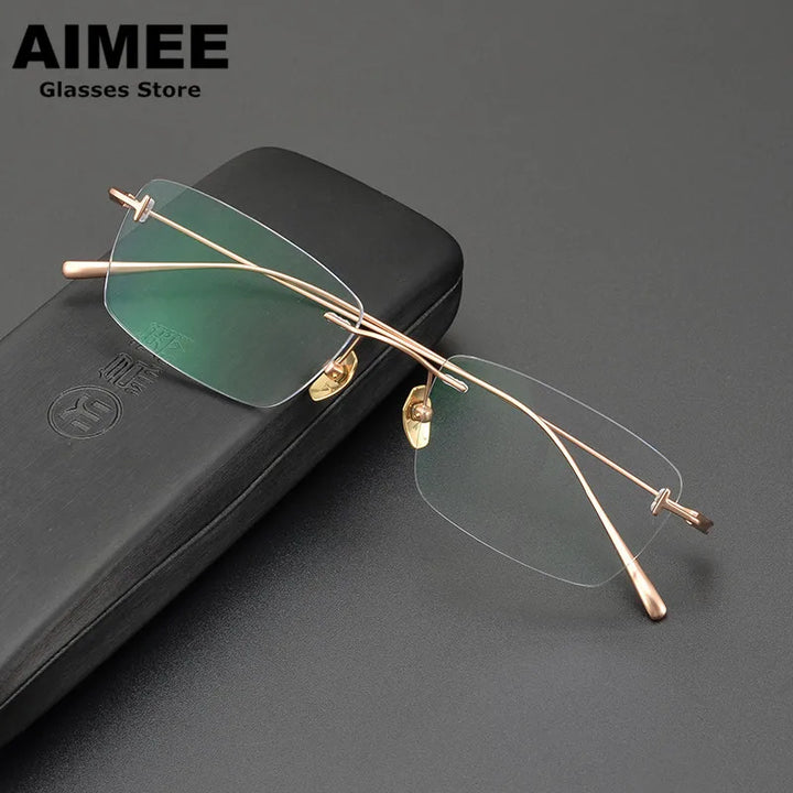 Aimee Unisex Rimless Square Titanium Eyeglasses 5678 Rimless Aimee   