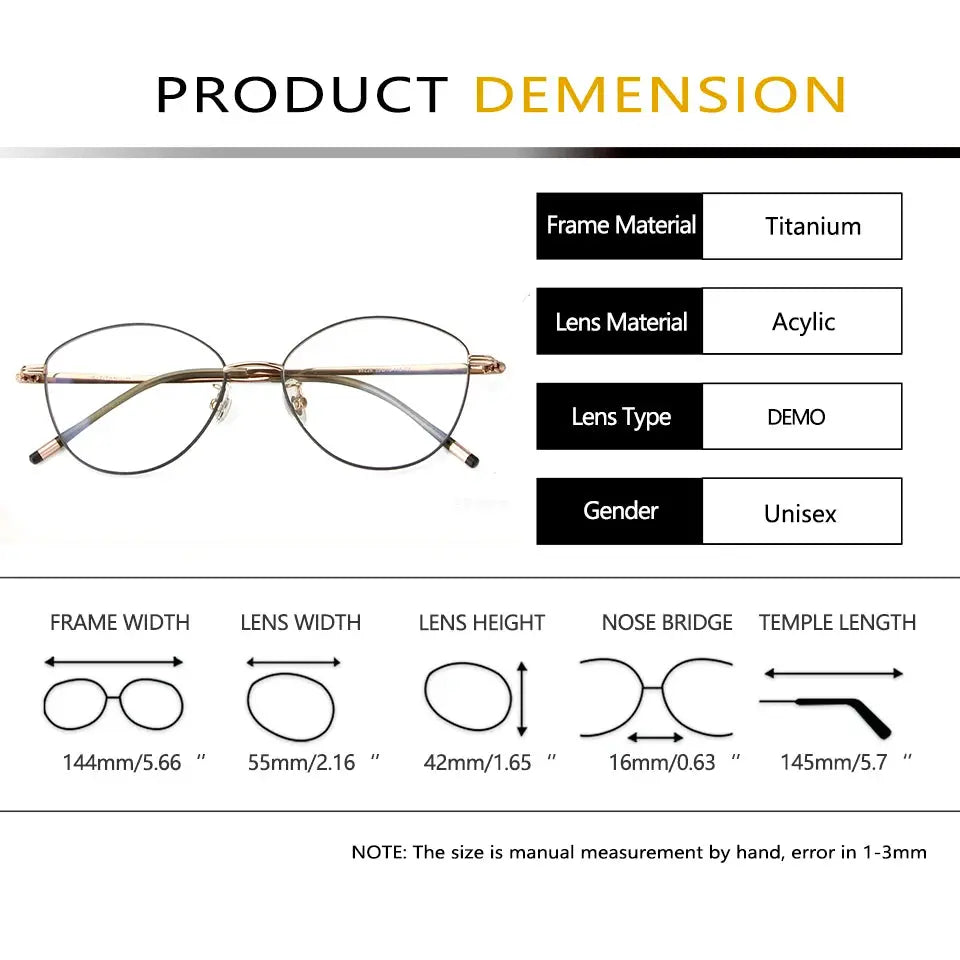 Esnbie 952260 Women's Full Rim Oval Cat Eye Titanium Frames Esnbie