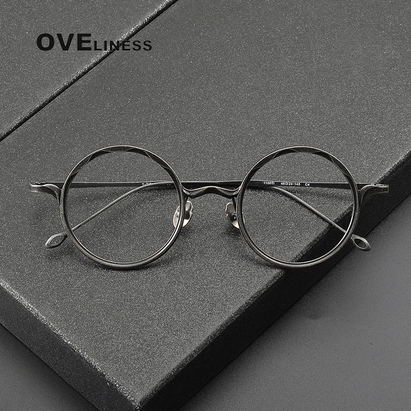 Oveliness Unisex Full Rim Round Titanium Eyeglasses 42611 Full Rim Oveliness