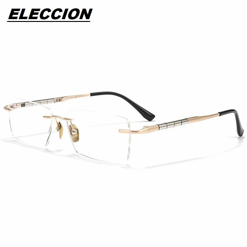 Eleccion Unisex Rimless Square Oval Titanium Alloy Eyeglasses 7903 Rimless Eleccion Gold - Silver CHINA