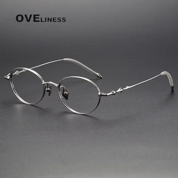 Oveliness Women's Full Rim Oval Round Titanium Eyeglasses 13519 Full Rim Oveliness silver  