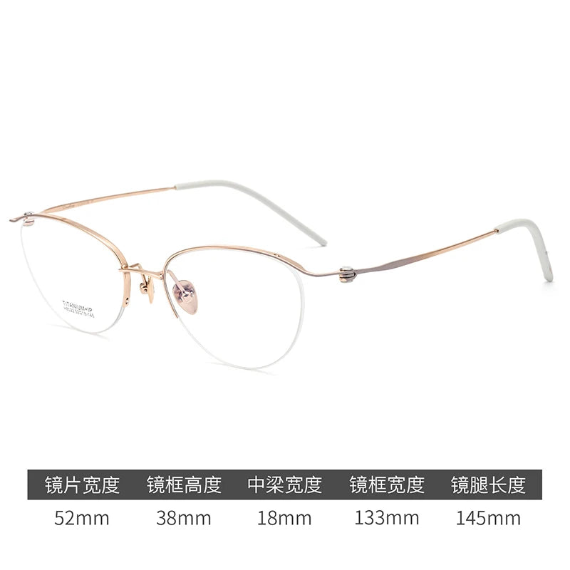 Bclear Women's Semi Rim Oval Square Titanium Eyeglasses 858022