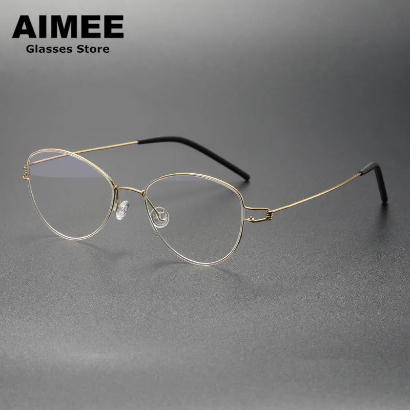 Aimee Unisex Full Rim Oval Screwless Titanium Eyeglasses 12514 Full Rim Aimee   