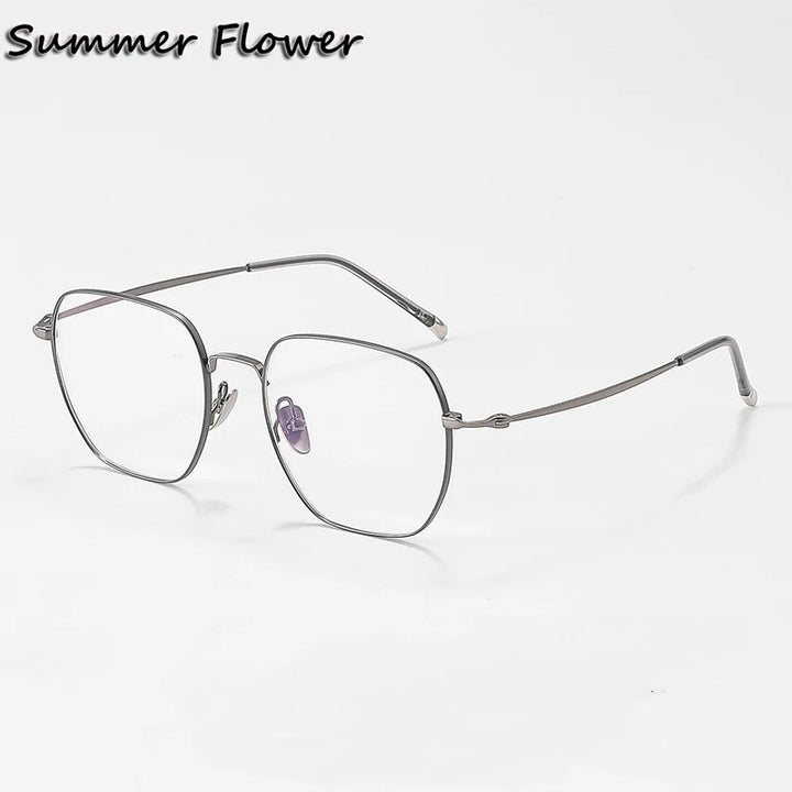 Summer Flower Unisex Full Rim Square Titanium Eyeglasses 818004 Full Rim Summer Flower Gray