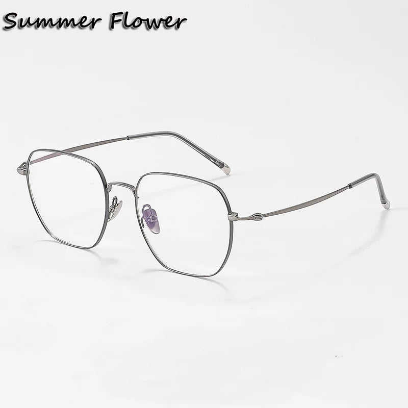 Summer Flower Unisex Full Rim Square Titanium Eyeglasses 18004