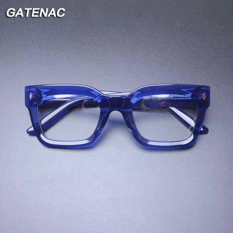 Gatenac Unisex Full Rim Square Acetate Eyeglasses gxyj-1180 Full Rim Gatenac   