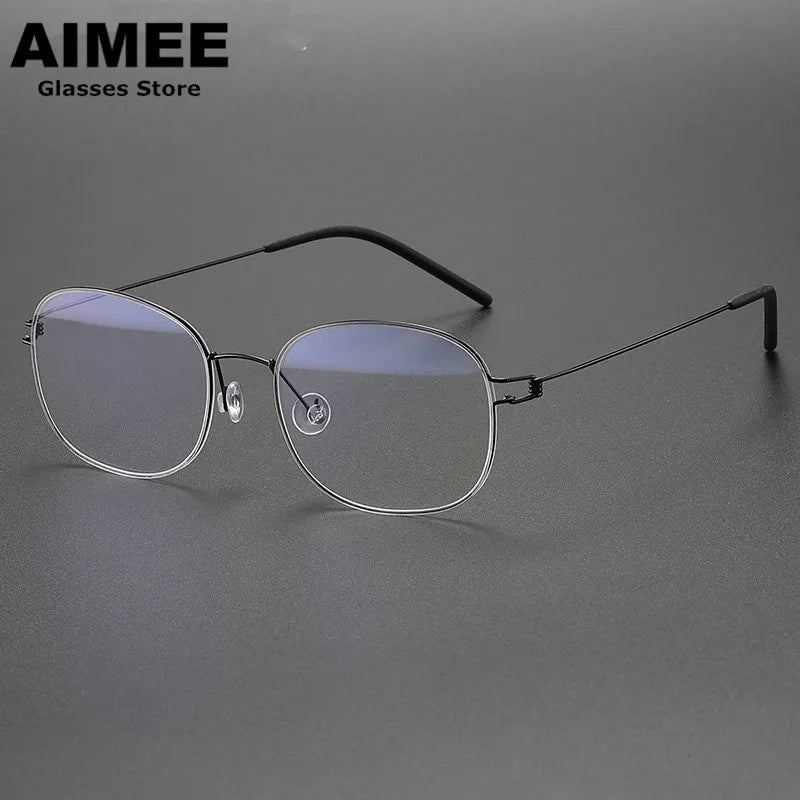 Aimee Unisex Full Rim Oval Square Screwless Titanium Eyeglasses 4919 Full Rim Aimee Black  