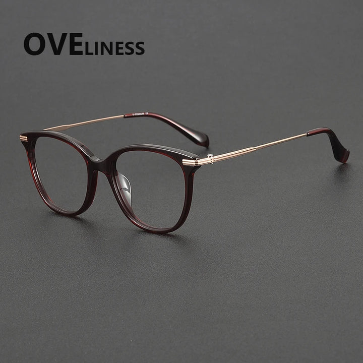 Oveliness Women's Full Rim Oval Square Acetate Titanium Eyeglasses 90005