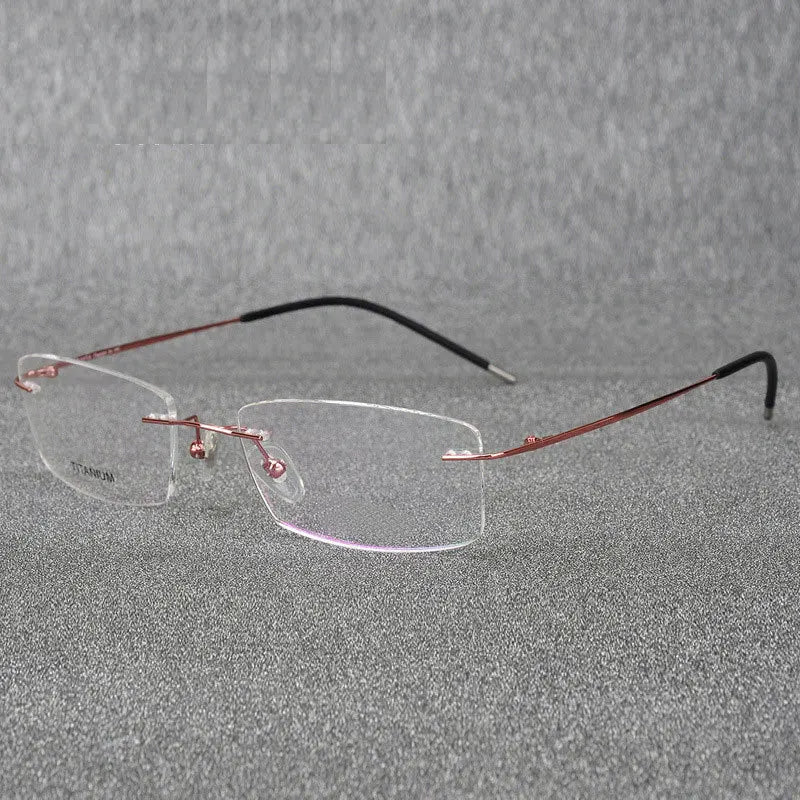 Brightzone Women's Rimless Square Titanium Alloy Eyeglasses 76210 Rimless Brightzone Pink