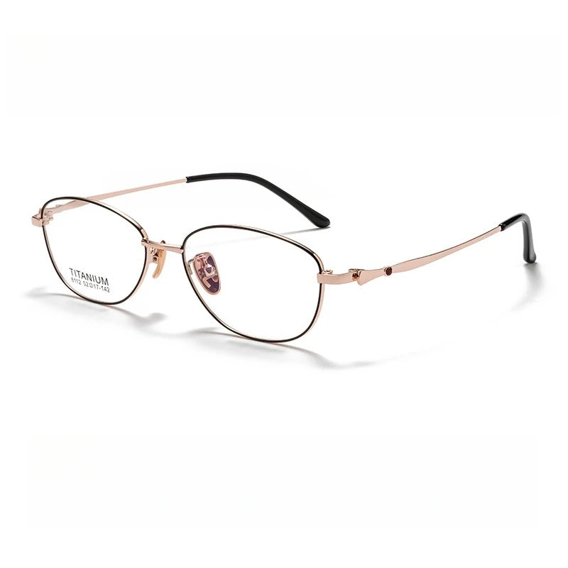 Yimaruili Women's Full Rim Oval Square Alloy Eyeglasses 6112 Full Rim Yimaruili Eyeglasses Black Rose Gold