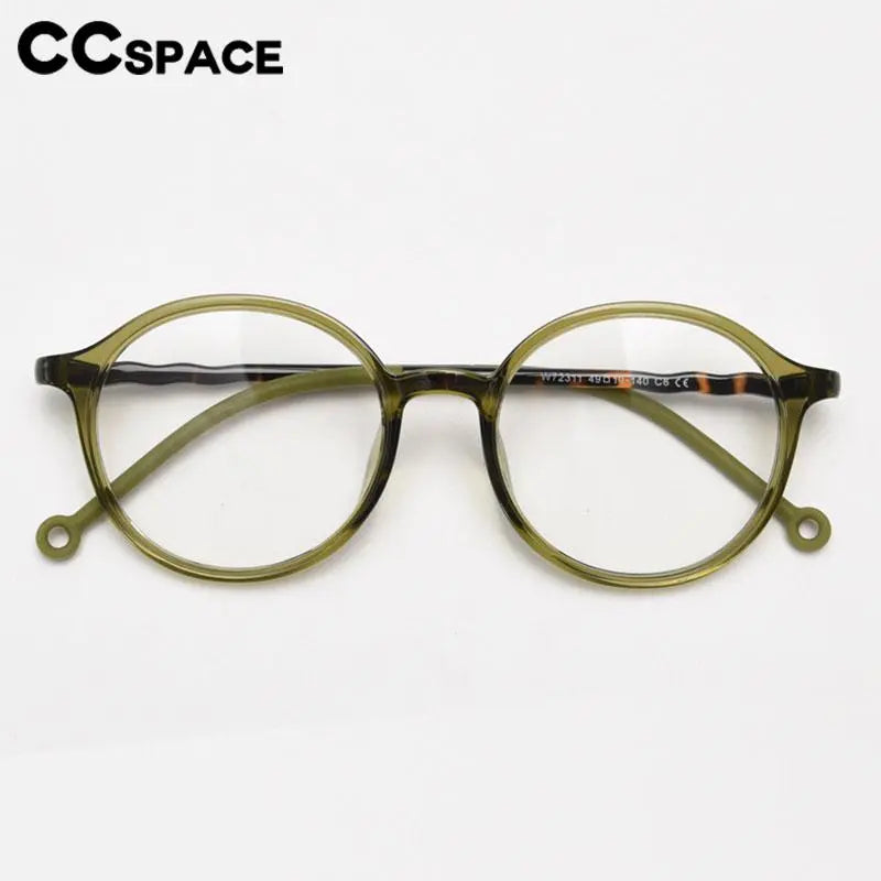 CCspace Unisex Full Rim Round Tr 90 Titanium Eyeglasses 56834 Full Rim CCspace   