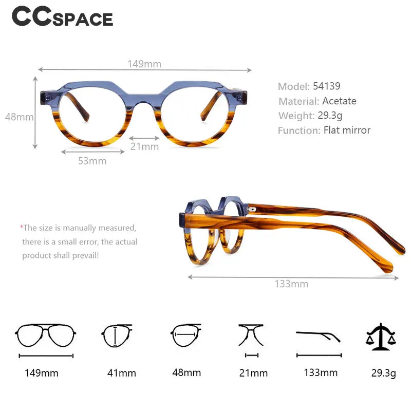 CCspace Women's Full Rim Flat Top Oval Acetate Reading Glasses 54139
