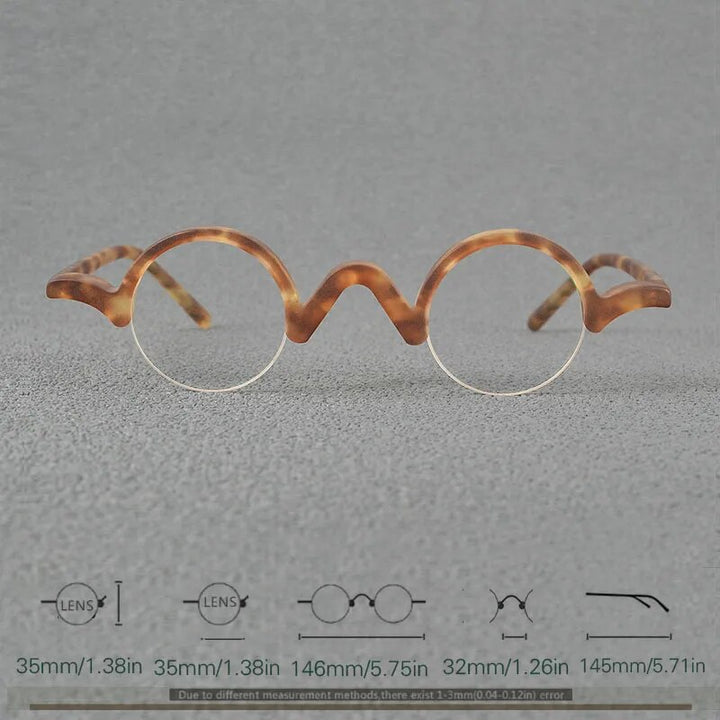 Yujo Unisex Semi Rim Small Round Acetate Eyeglasses 35mm Semi Rim Yujo   