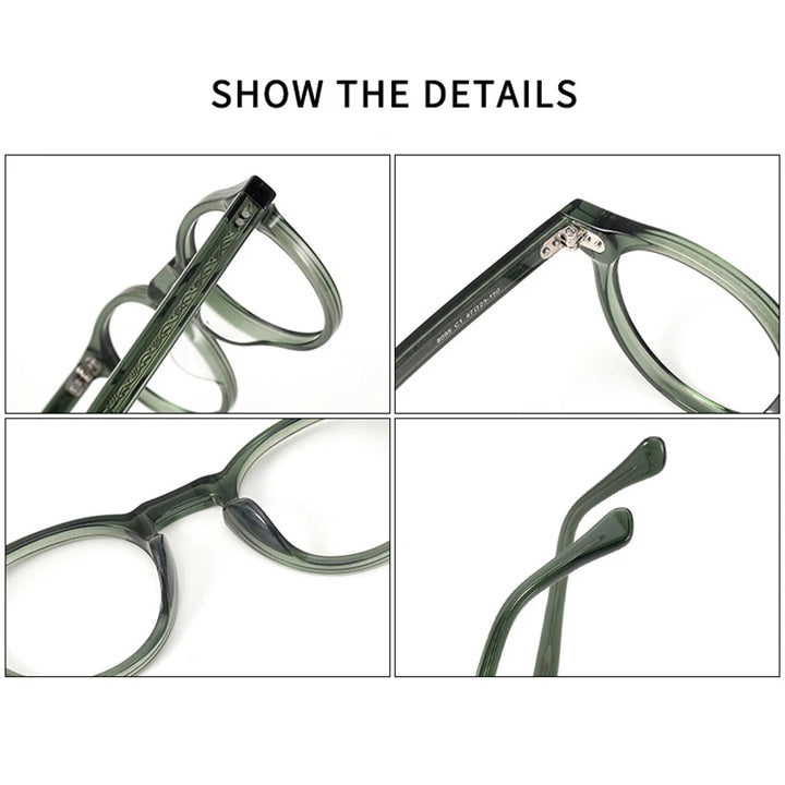 Black Mask Unisex Full Rim Round Acetate Eyeglasses BM-SH8095