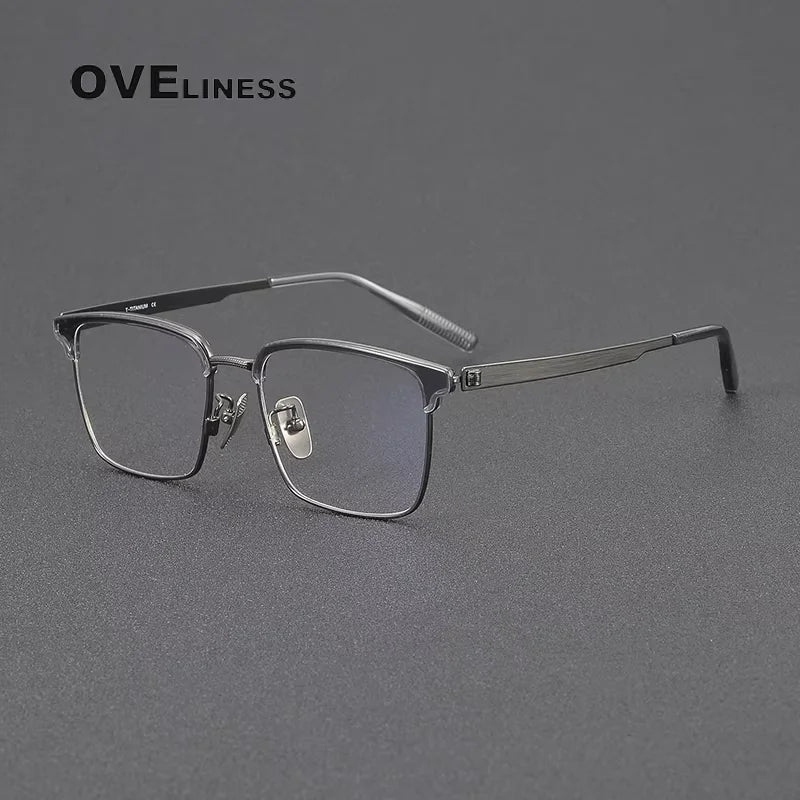 Oveliness Women's Full Rim Square Acetate Titanium Eyeglasses 80980