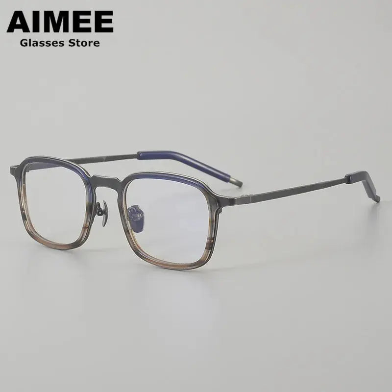 Aimee Unisex Full Rim Big Square Titanium Acetate Eyeglasses 410137 FuzWeb