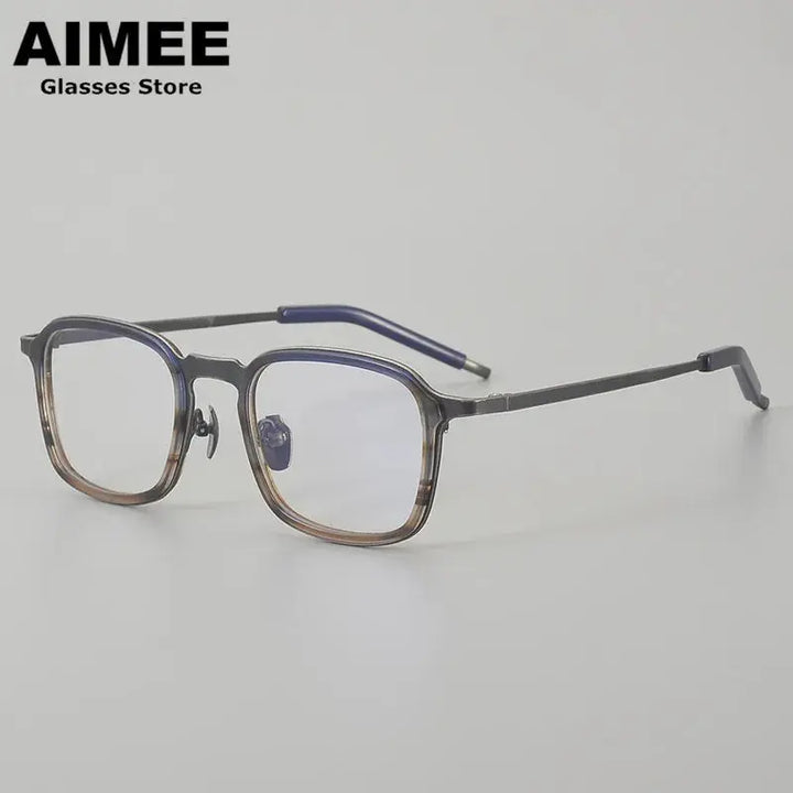Aimee Unisex Full Rim Big Square Titanium Acetate Eyeglasses 410137 FuzWeb
