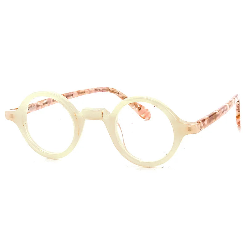 Cubojue Women's Full Rim Round Acetate Reading Glasses 56042 Reading Glasses Cubojue no function lenses 0 beige