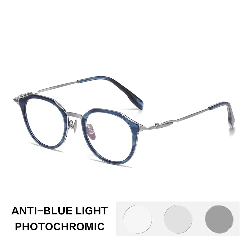 Gatenac Unisex Full Rim Oval Titanium Acetate Photochromic Reading Glasses 860058