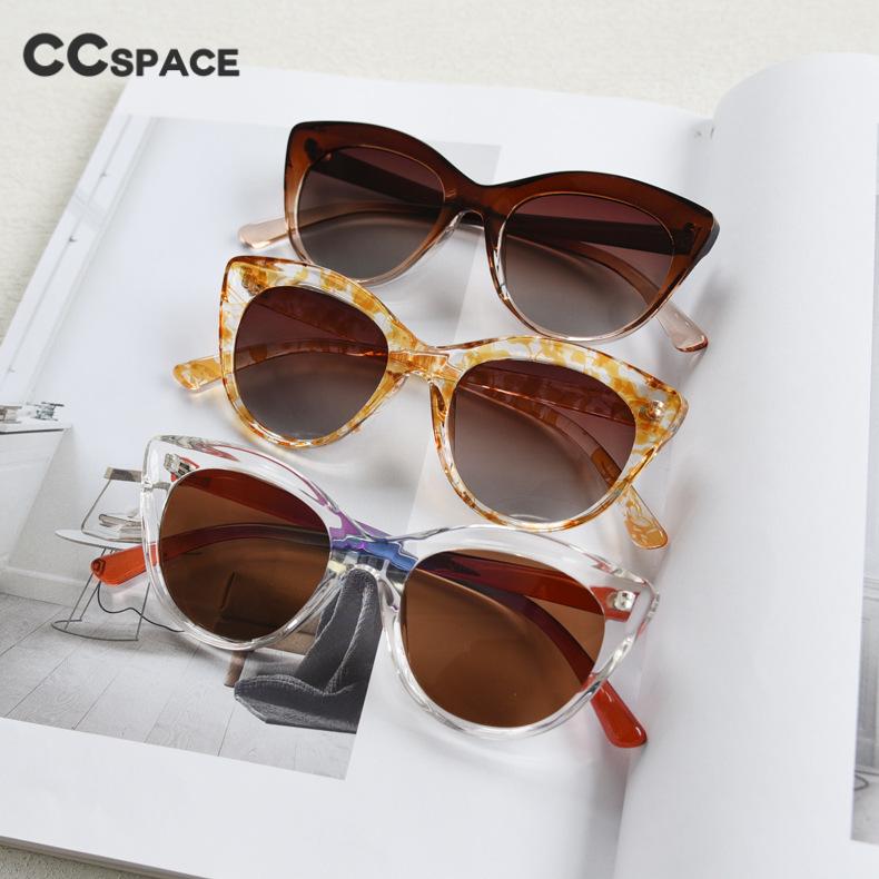 CCSpace Women's Full Rim Round Cat Eye Tr 90 Titanium Polarized Sunglasses 55796 Sunglasses CCspace Sunglasses   