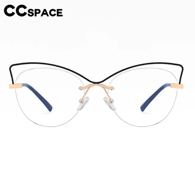 CCSpace Women's Semi Rim Cat Eye Alloy Eyeglasses 57026 Semi Rim CCspace   
