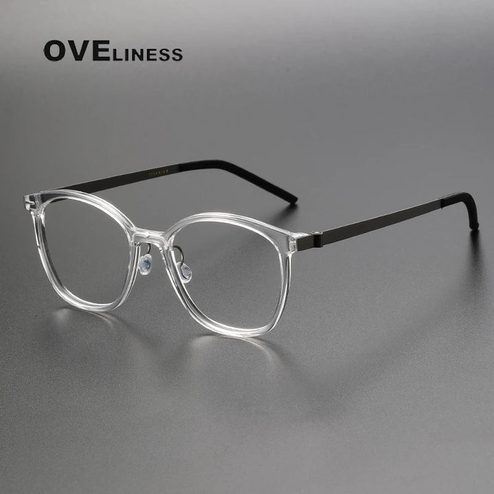 Oveliness Unisex Full Rim Square Acetate Titanium Eyeglasses 1851 Full Rim Oveliness transparent  