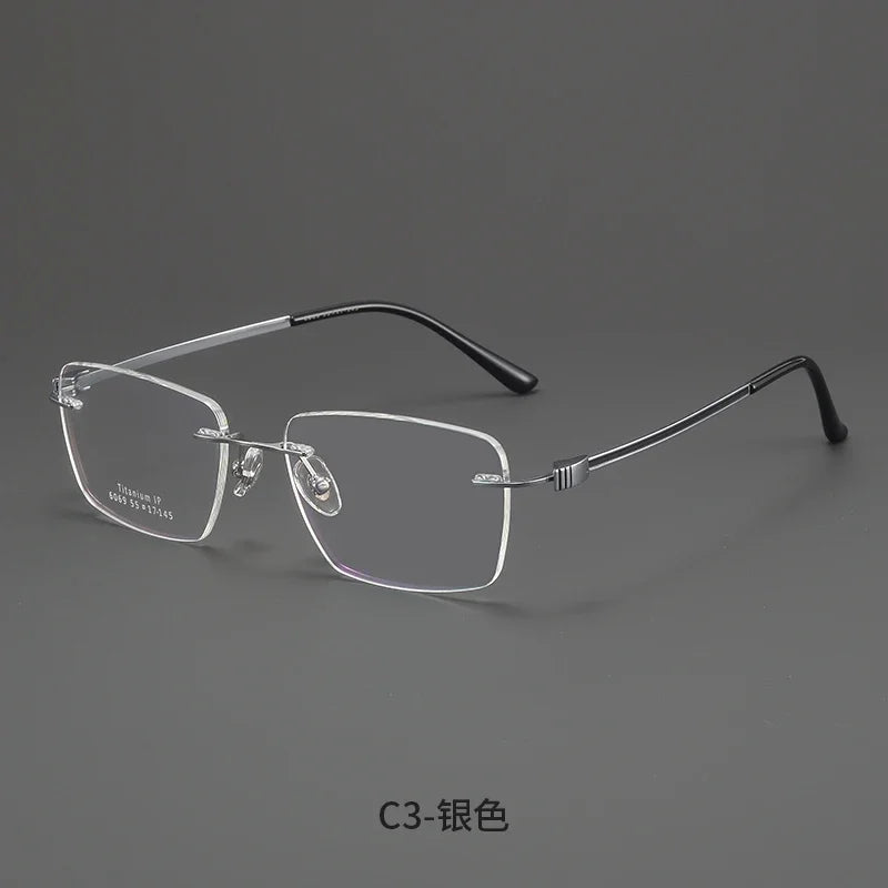 Bclear Men Rimless Square Titanium Eyeglasses MY-6069