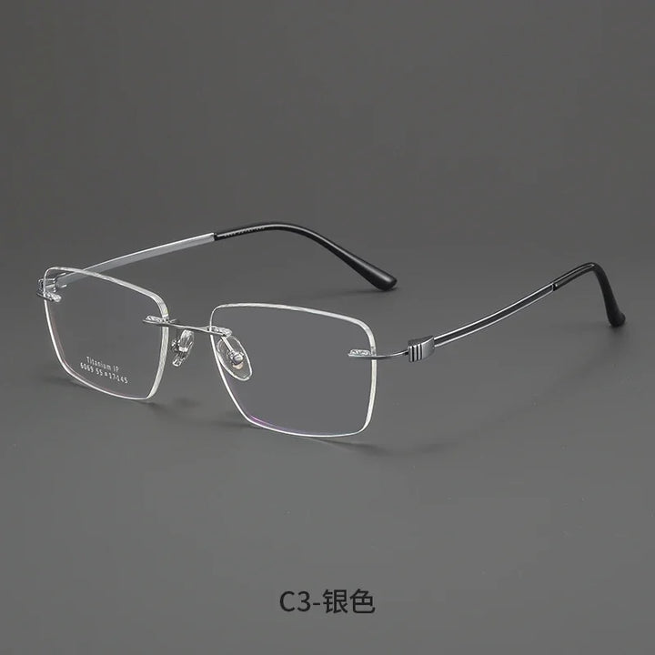 Bclear Men Rimless Square Titanium Eyeglasses MY-6069