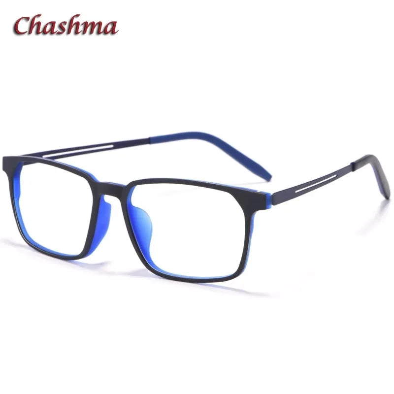 Summer Flower Unisex Full Rim Square Tr 90 Titanium Eyeglasses 88878 Full Rim Summer Flower Black Blue