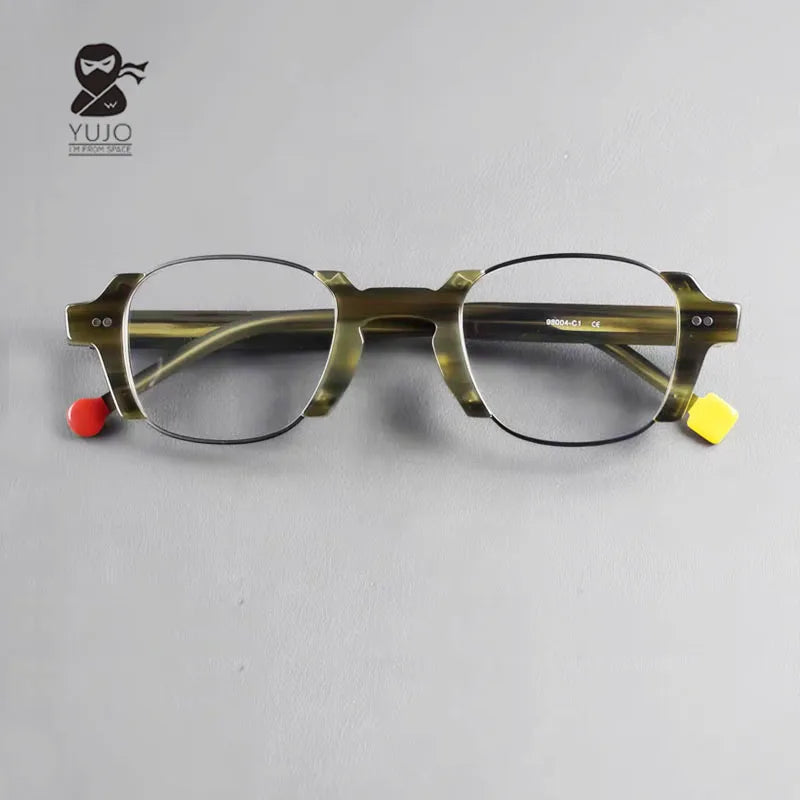 Yujo Unisex Full Rim Square Acetate Eyeglasses 98004 — view 1 | Yujo at FuzWeb