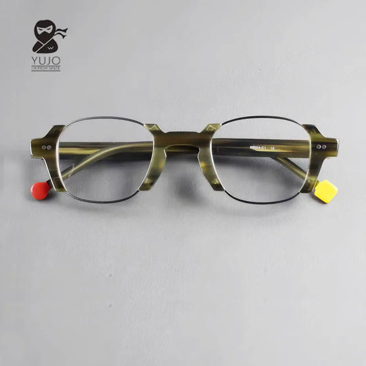 Yujo Unisex Full Rim Square Acetate Eyeglasses 98004 — view 1 | Yujo at FuzWeb