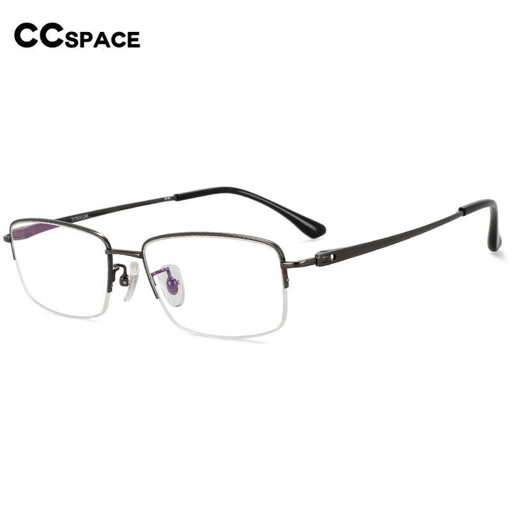 CCSpace Women's Semi Rim Square Hand Crafted Titanium Eyeglasses 55883 Semi Rim CCspace   