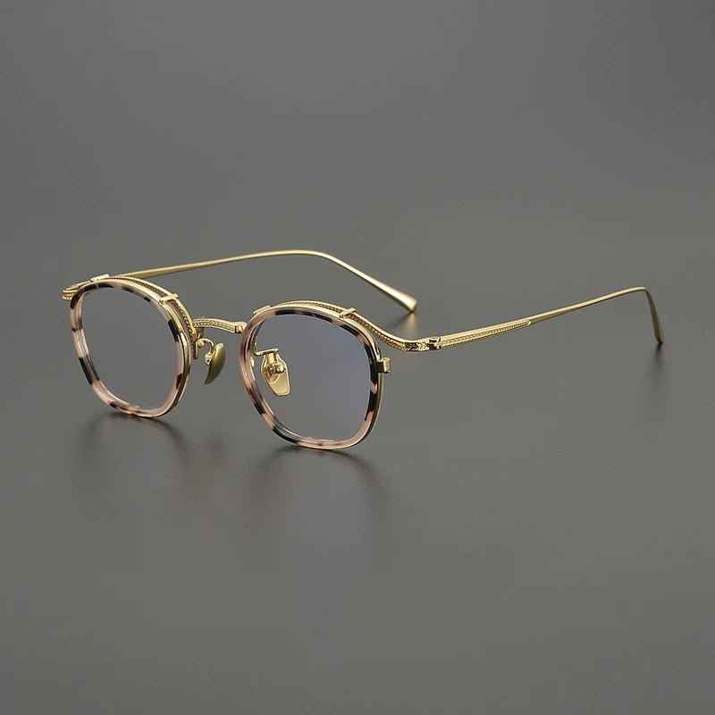 Gatenac Unisex Full Rim Square Acetate Titanium Eyeglasses G8018