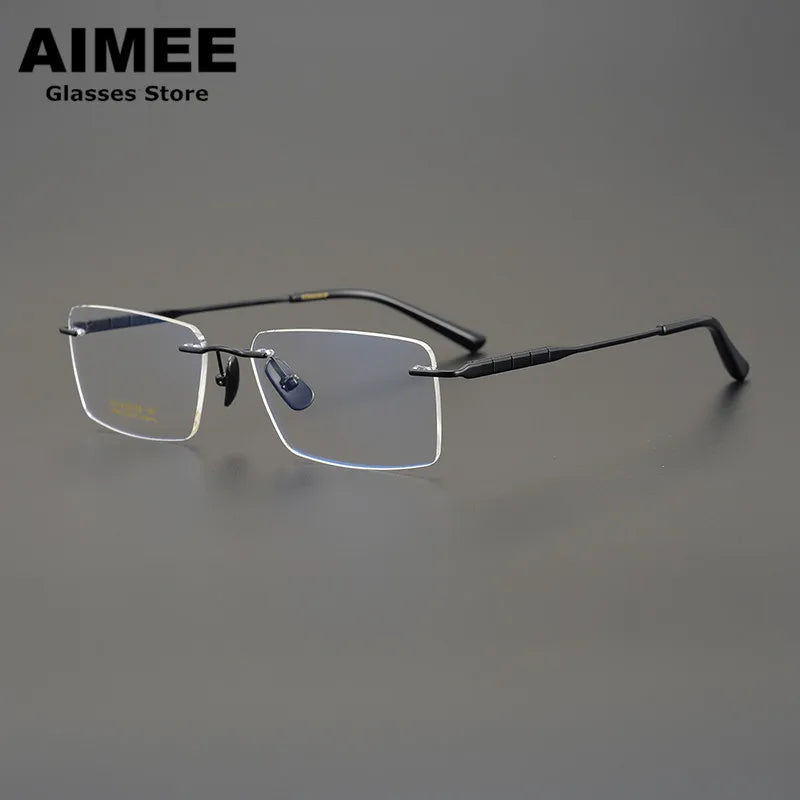 Aimee Unisex Rimless Square Titanium Eyeglasses 91092 Rimless Aimee   