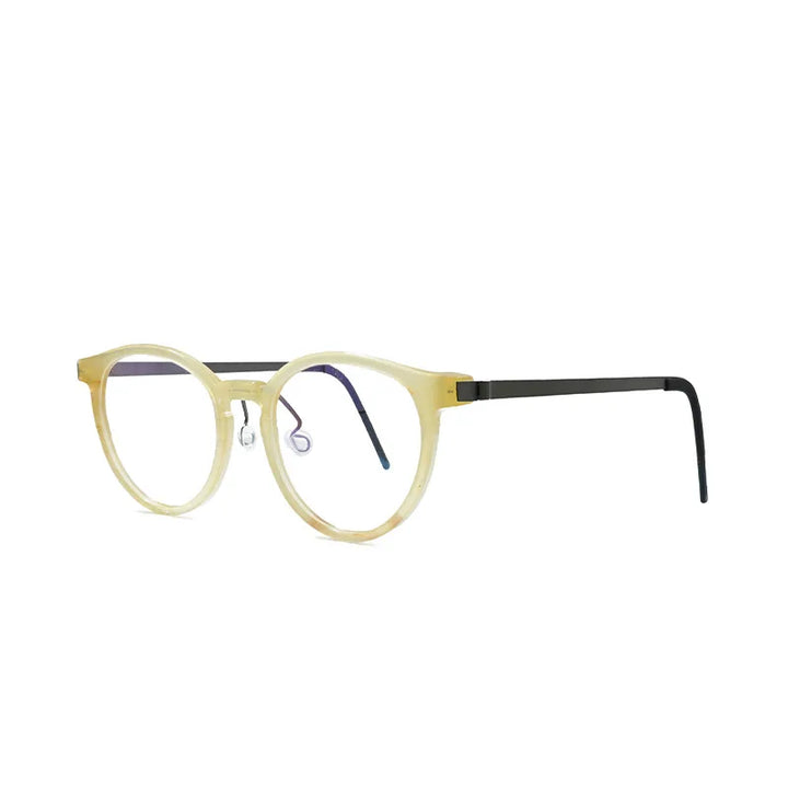 Hewei Unisex Full Rim Oval Round Acetate Titanium Eyeglasses 18451