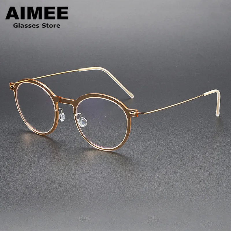 Aimee Women's Full Rim Round Titanium Acetate Eyeglasses 65864