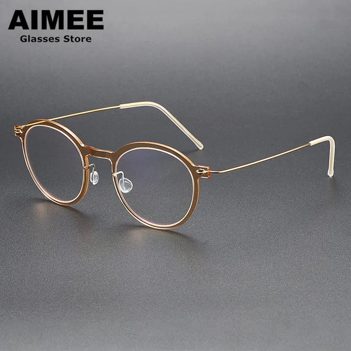 Aimee Women's Full Rim Round Titanium Acetate Eyeglasses 65864