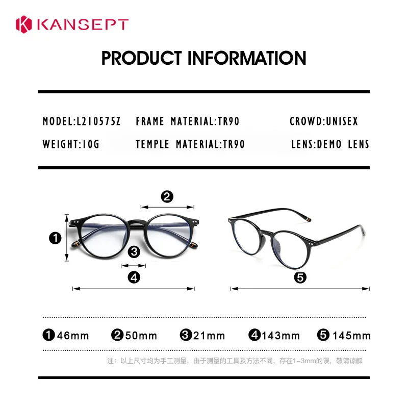Kansept Women's Full Rim Round Tr 90 Alloy Reading Glasses 210575