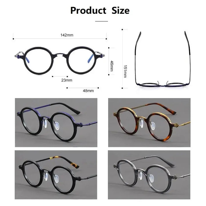 Bobbie 589900 Unisex 142mm Full Rim Round Acetate Titanium Frames — view 2 | Bobbie at FuzWeb