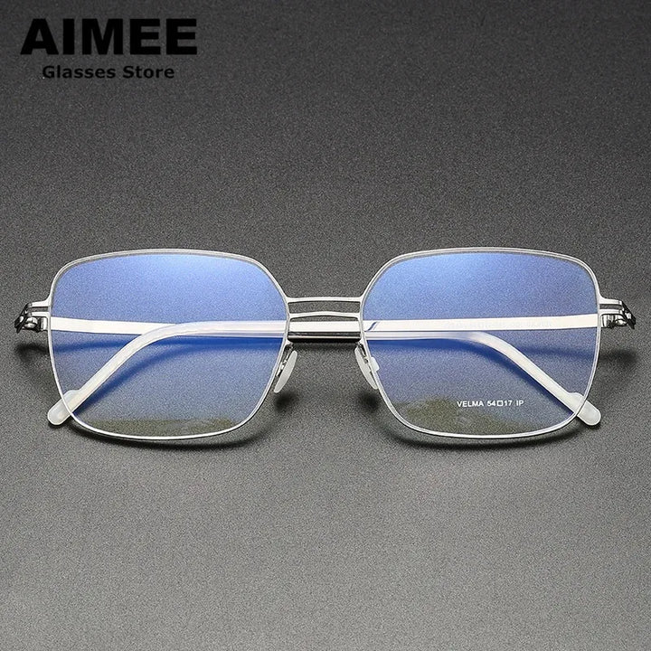 Aimee Women's Full Rim Square Double Bridge Stainless Steel Eyeglasses 22511 Full Rim Aimee Silver  